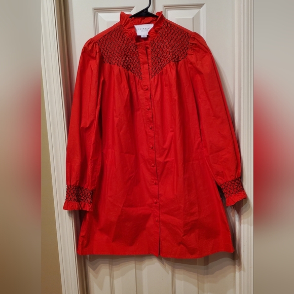 The Shirt by Rochelle Behrens Red Embroidered Dress Size XS - Picture 2 of 6